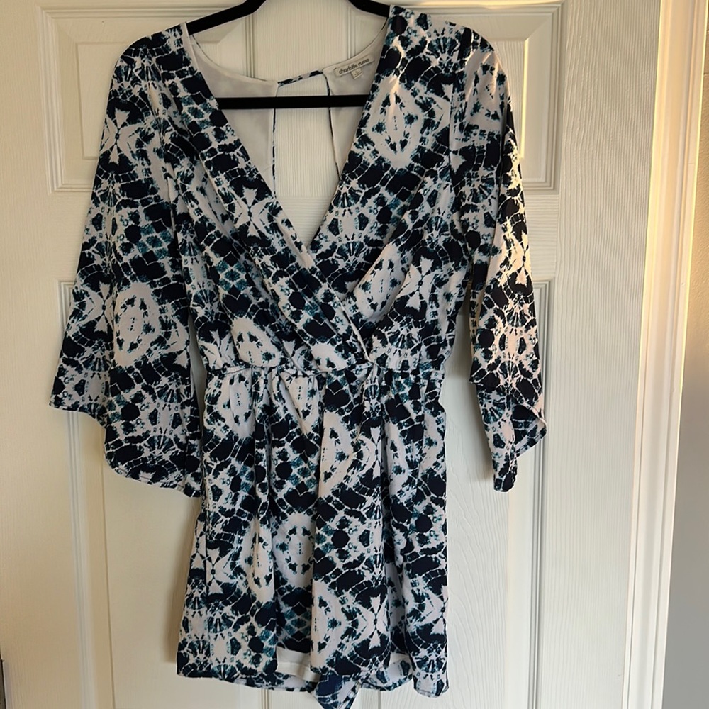 Charlotte Russe Blue and White Romper